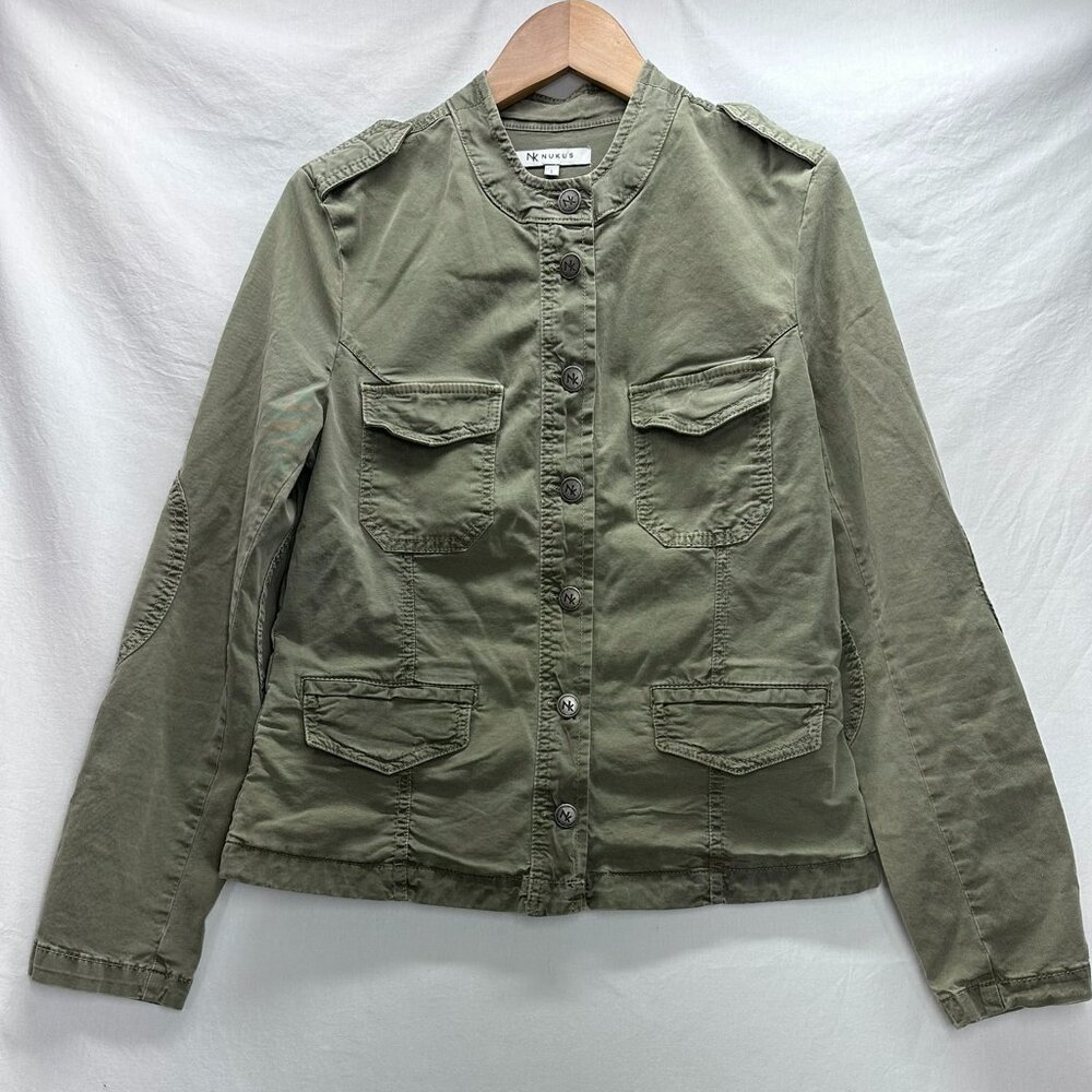 Nukus Green Utility Jacket Women Size Small Full Button Up Multiple Pockets